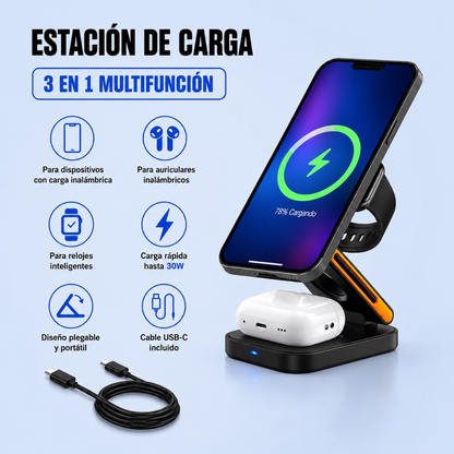 Cargador Inalámbrico 3 En 1 Portátil